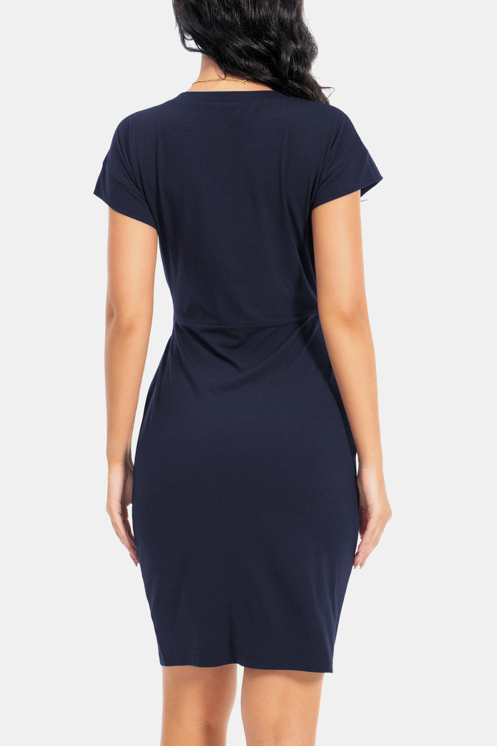 Women’s tie-front dress back view